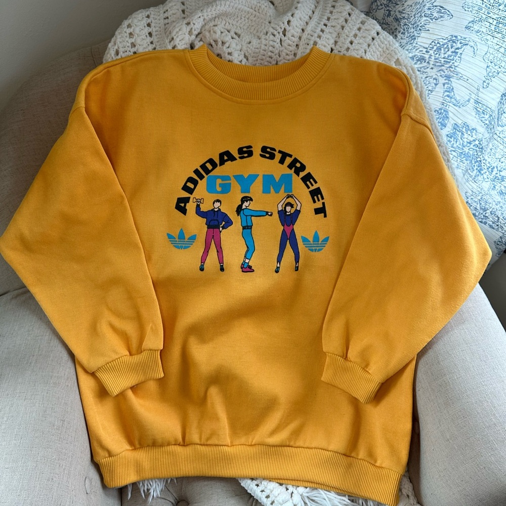 Vintage 80s Adidas Street Gym Mustard Sweatshirt, size L